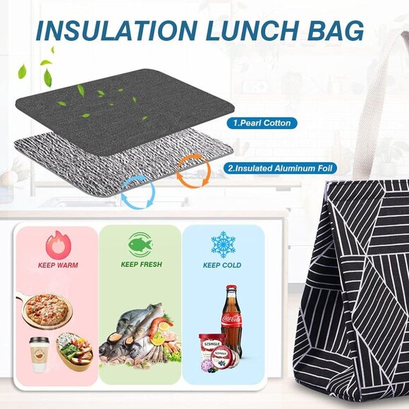 Insulated Lunch Bag for Women & Adults, 9L Foldable Wide-Open Cooler Bag with Po - Picture 2 of 7